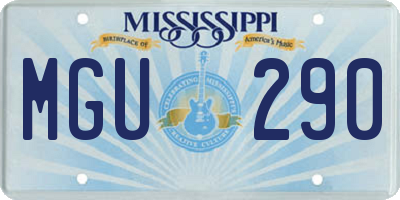 MS license plate MGU290