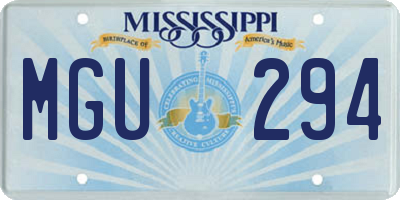 MS license plate MGU294