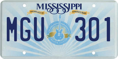 MS license plate MGU301