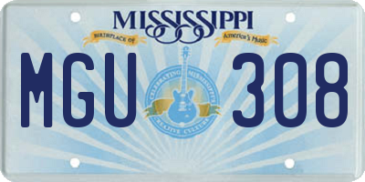 MS license plate MGU308