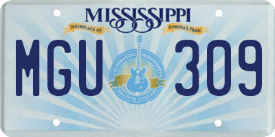 MS license plate MGU309