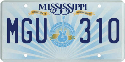 MS license plate MGU310