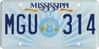 MS license plate MGU314