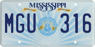MS license plate MGU316