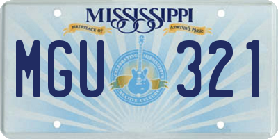 MS license plate MGU321