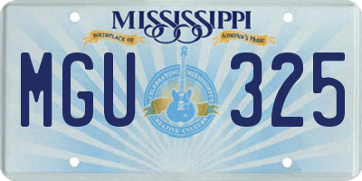 MS license plate MGU325