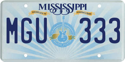 MS license plate MGU333