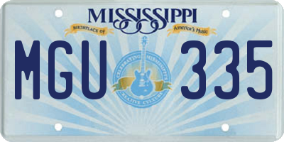 MS license plate MGU335