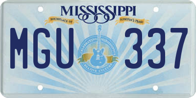 MS license plate MGU337