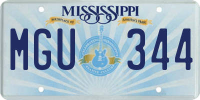 MS license plate MGU344