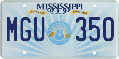 MS license plate MGU350
