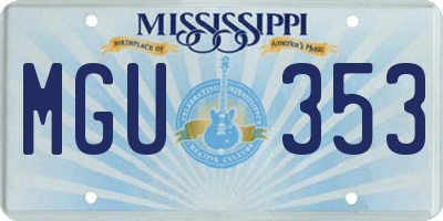 MS license plate MGU353