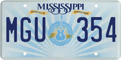 MS license plate MGU354