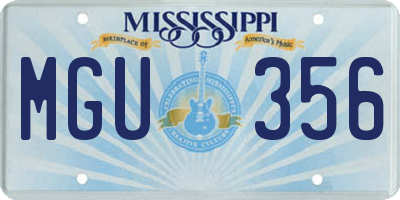 MS license plate MGU356