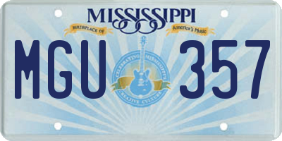 MS license plate MGU357