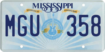 MS license plate MGU358