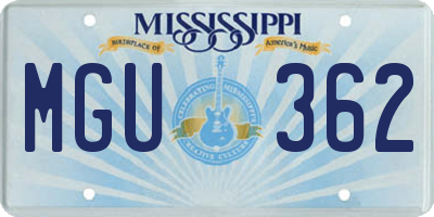 MS license plate MGU362