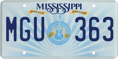 MS license plate MGU363