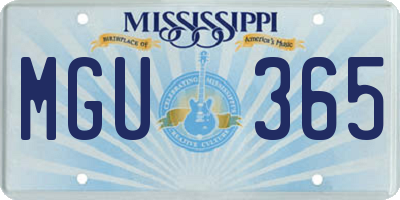 MS license plate MGU365