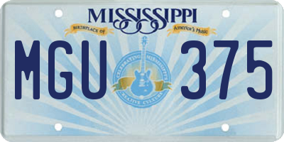 MS license plate MGU375