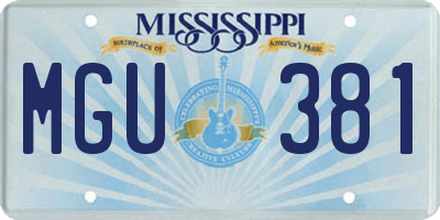 MS license plate MGU381
