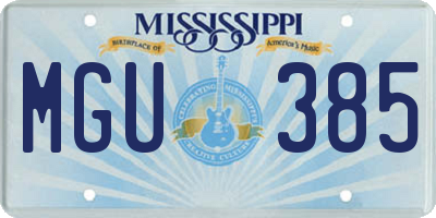 MS license plate MGU385