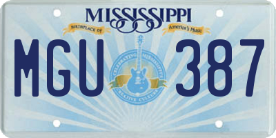 MS license plate MGU387