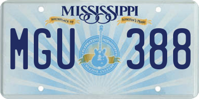 MS license plate MGU388