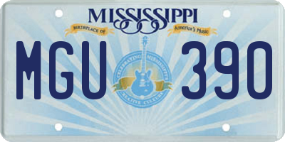 MS license plate MGU390