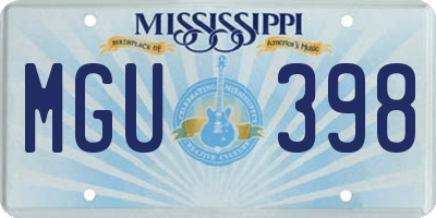 MS license plate MGU398