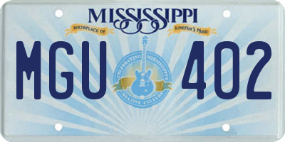 MS license plate MGU402