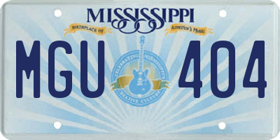 MS license plate MGU404