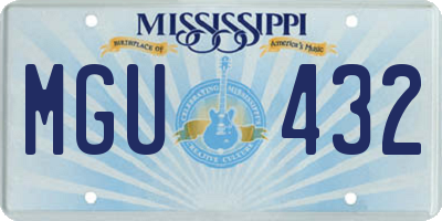 MS license plate MGU432