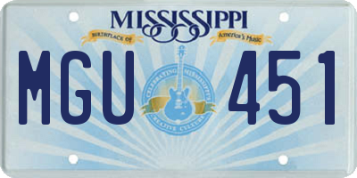 MS license plate MGU451