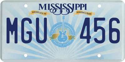 MS license plate MGU456