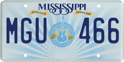MS license plate MGU466