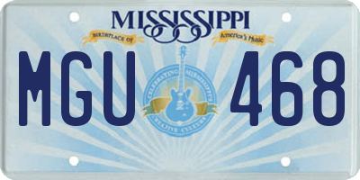 MS license plate MGU468