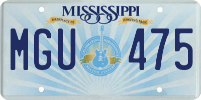 MS license plate MGU475