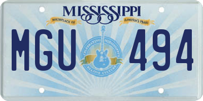 MS license plate MGU494