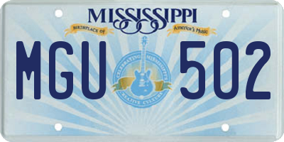 MS license plate MGU502