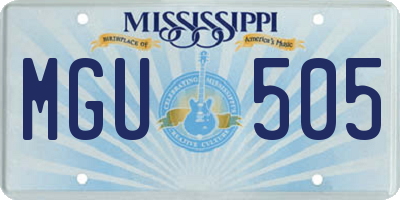 MS license plate MGU505