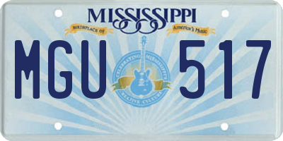 MS license plate MGU517