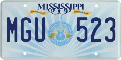 MS license plate MGU523
