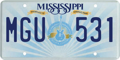 MS license plate MGU531