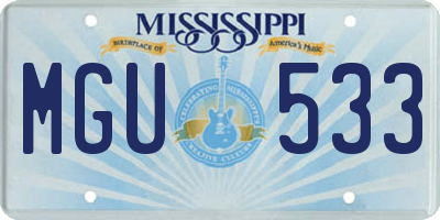 MS license plate MGU533