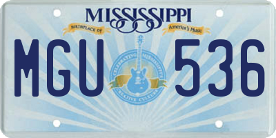 MS license plate MGU536