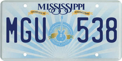 MS license plate MGU538