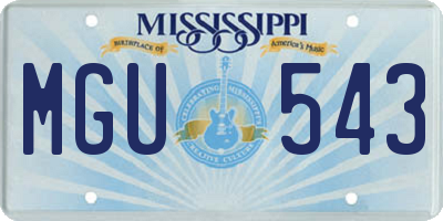 MS license plate MGU543