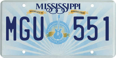 MS license plate MGU551