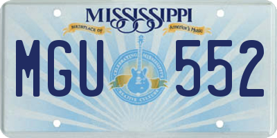 MS license plate MGU552